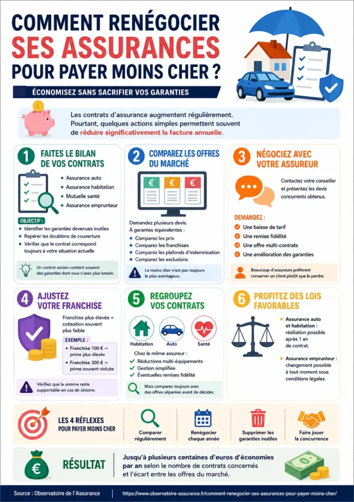 Infographie Comment renégocier ses assurances pour payer moins cher